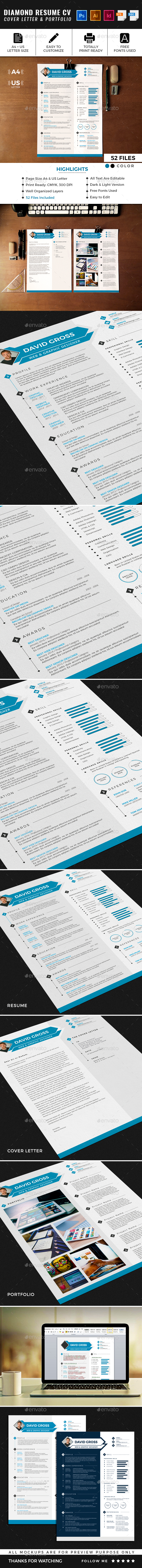 Diamond Resume CV Template - Resumes Stationery
