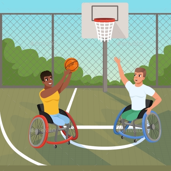 Sportsmen on Wheelchairs Playing with Ball - Sports/Activity Conceptual