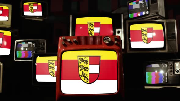 Flag of Carinthia, Austrian State, and Retro TVs. alt