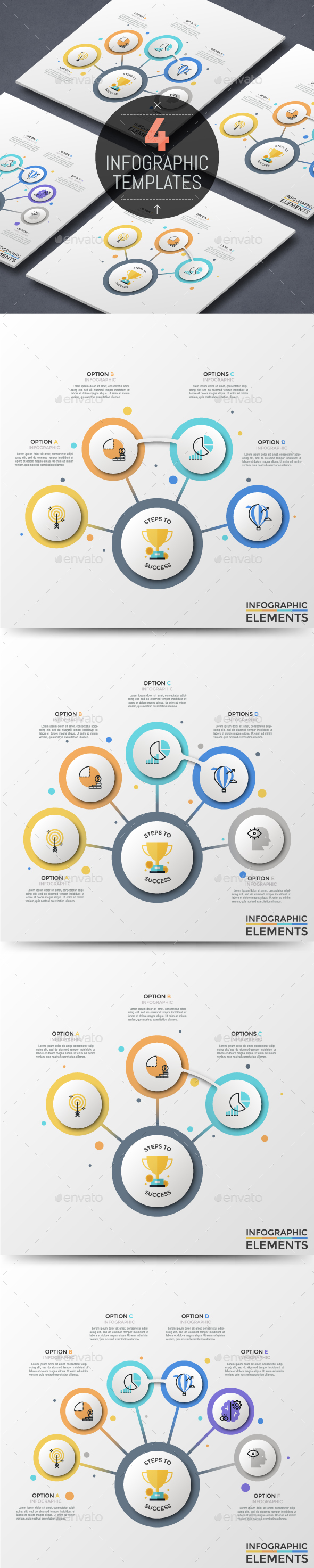 4 Abstract Circular Connection Infographic Templates - Infographics