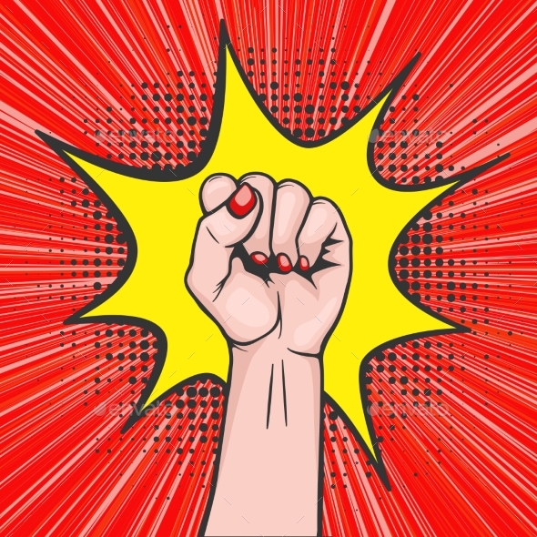 Background with Raised Women s Fist in Pop Art - Miscellaneous Vectors
