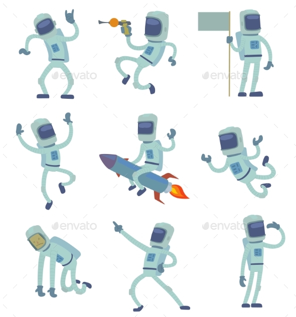 Vector Alien Character Astronaut in Space Working - Miscellaneous Characters