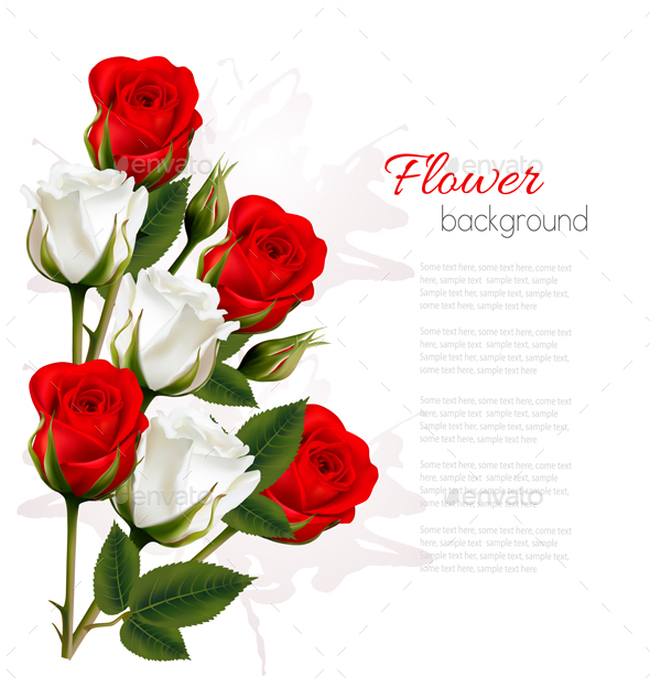 Getting Card With Colorful Roses - Flowers & Plants Nature