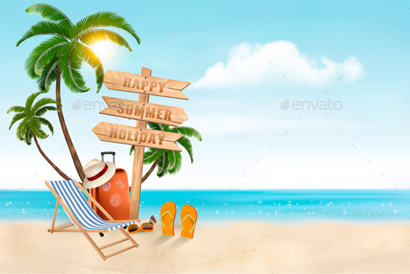 Seaside Vacation Vector - Travel Conceptual