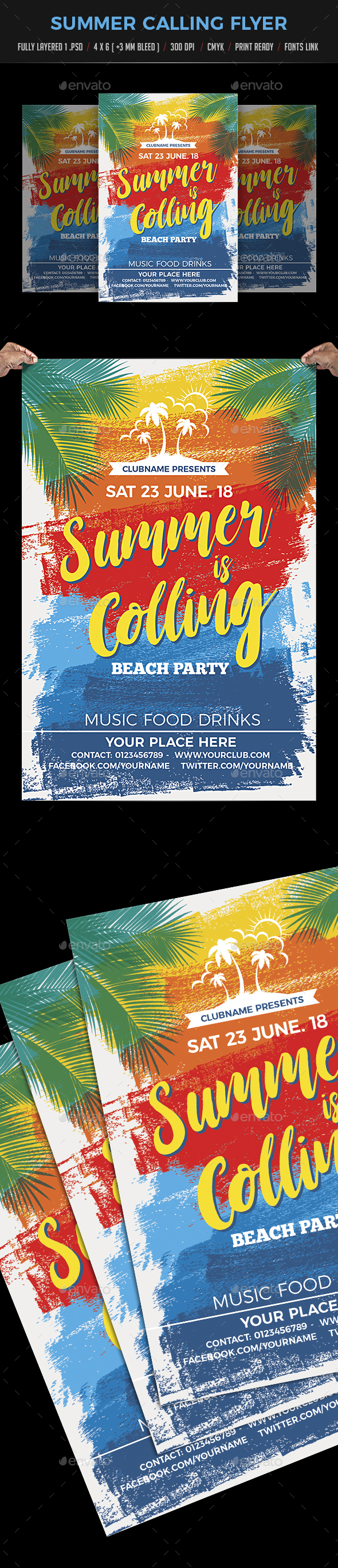 Summer Calling / Beach Party Flyer - Clubs & Parties Events