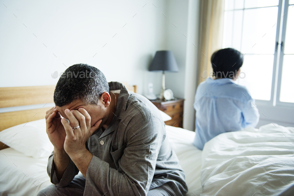 Unhappy married couple not talking to one another