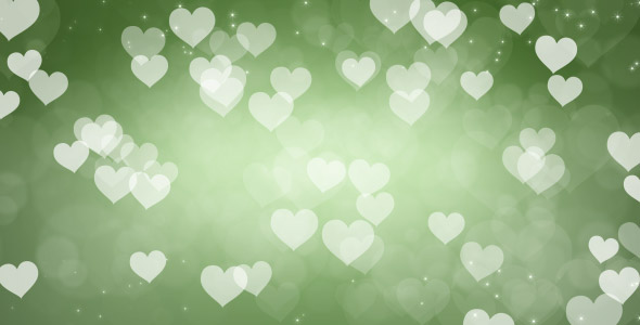 Hearts Bokeh on Green Background