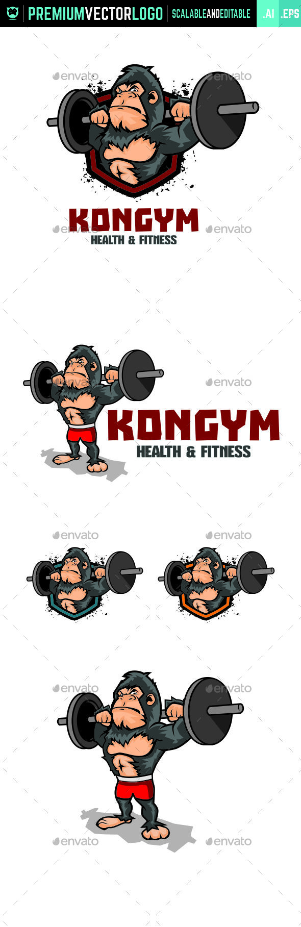 KonGym Logo - Animals Logo Templates