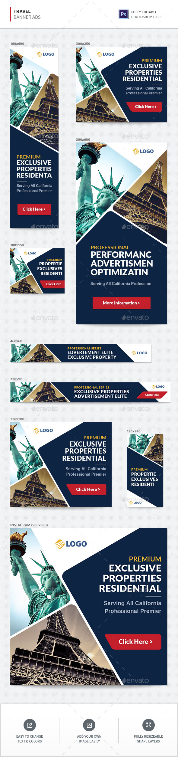 Travel Banners - Banners & Ads Web Elements