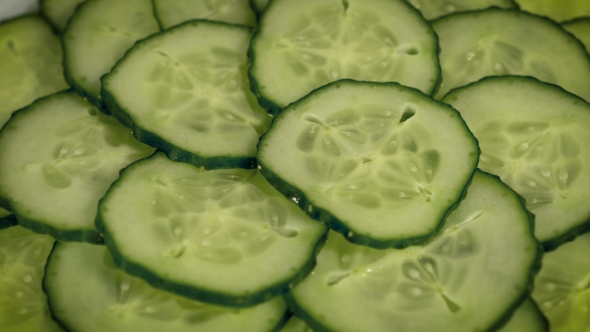 Bright Background of Fresh Cucumber Slices