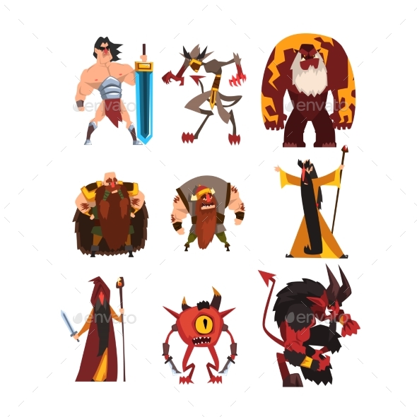 Collection with Different Fantasy Game Characters - Miscellaneous Characters