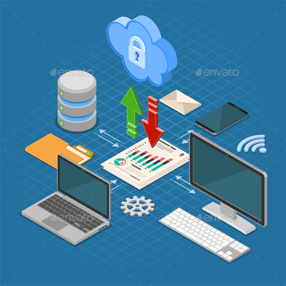 Cloud Computing Technology Isometric - Web Technology