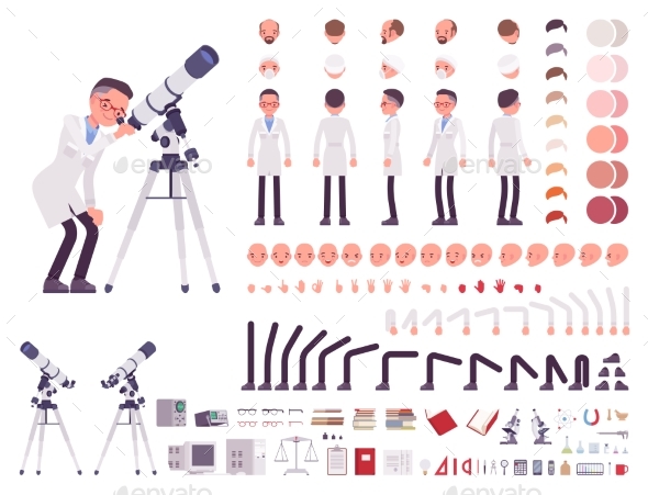 Male Scientist Character Creation Set - People Characters