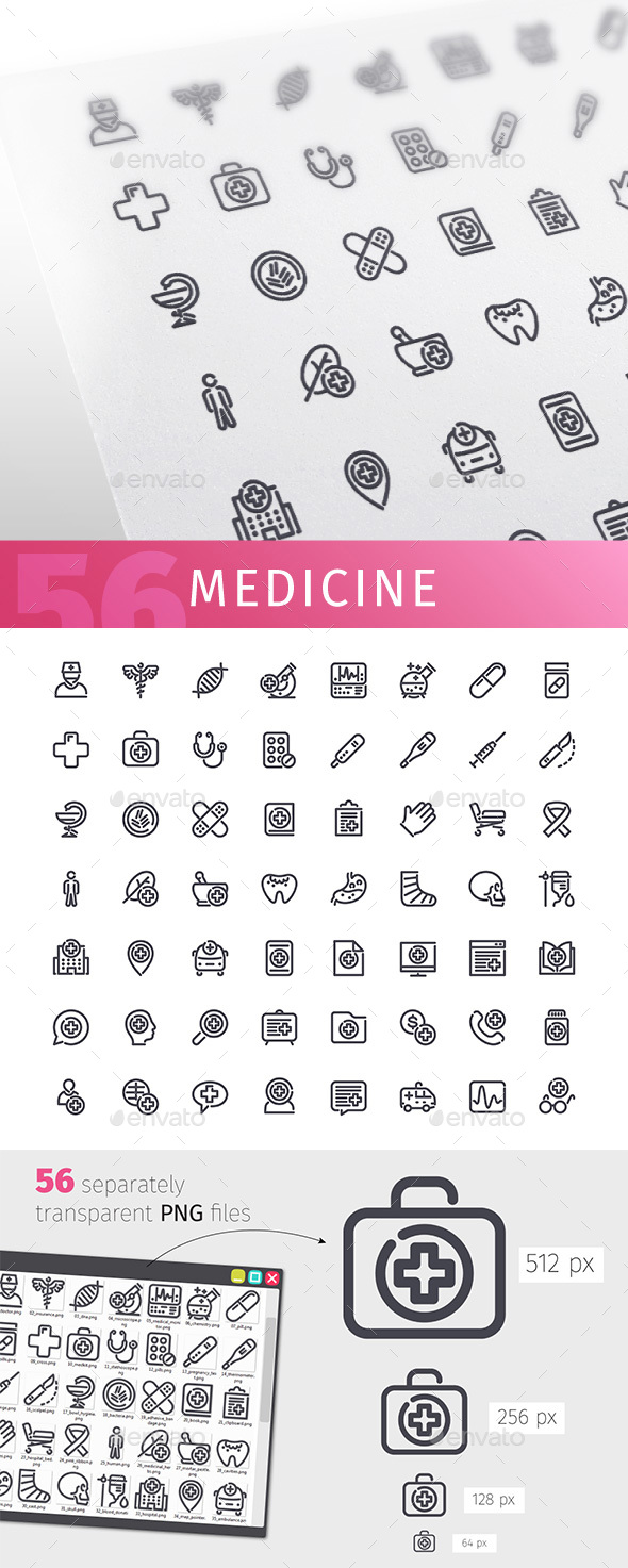 Medicine Line Icons Set - Objects Icons