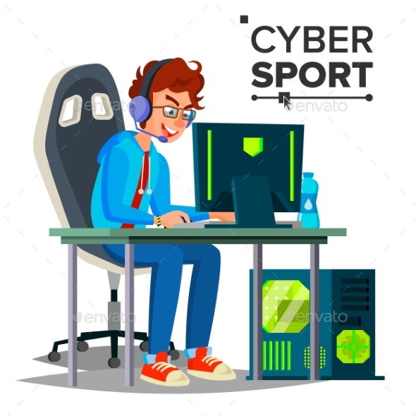 Cyber Sport Player Vector - People Characters