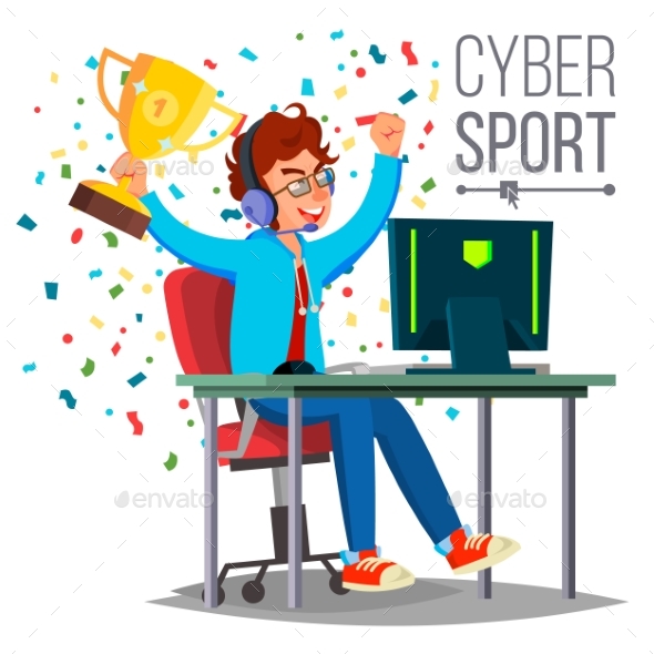 Cyber Sport Player Vector - People Characters