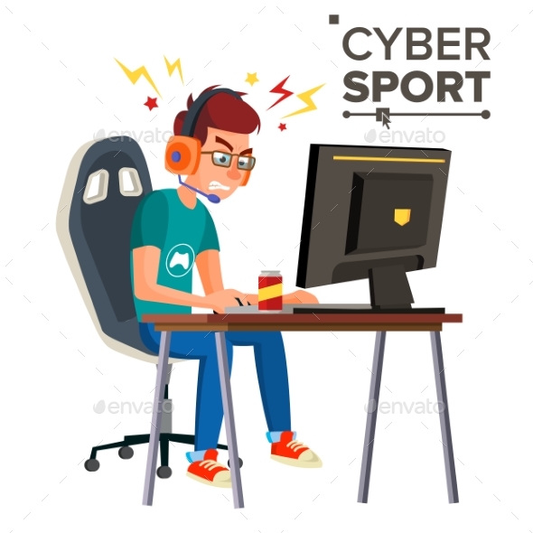 Cyber Sport Player Vector - People Characters