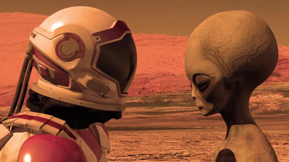 Astronaut Meets a Martian on Mars