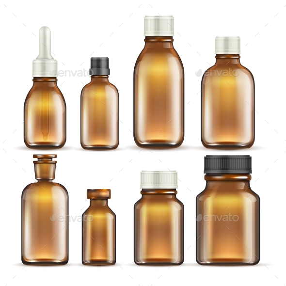 Realistic Brown Glass Medicine and Cosmetic - Man-made Objects Objects