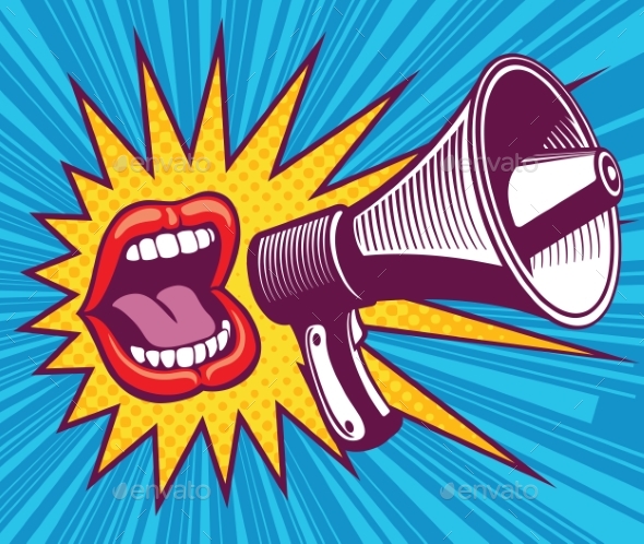 Girl Mouth with Megaphone - Miscellaneous Vectors