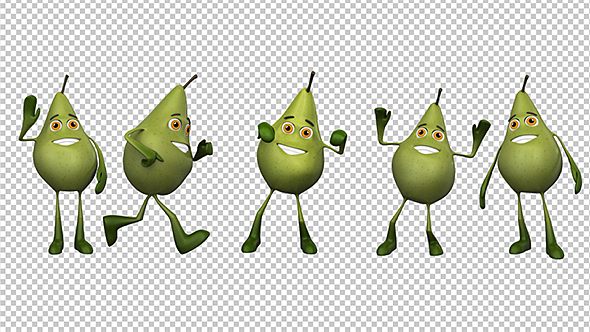 Pear - Funny 3d Cartoon Vegetable Character (5-Pack)