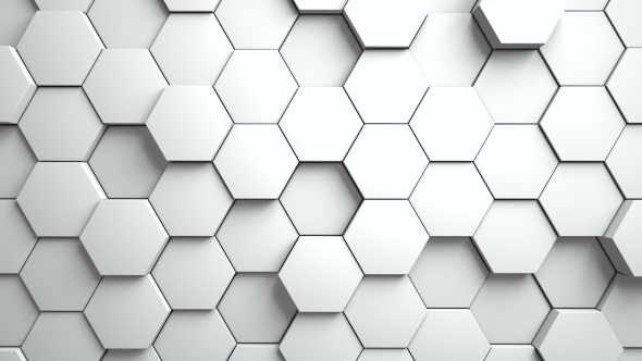 Abstract Hexagons Background Random Motion. White Color by Lotus_Studio