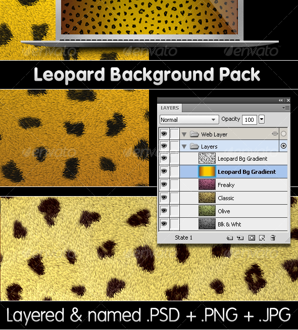 Leopard Backgrounds Pack - PSD & PNG - Backgrounds Graphics