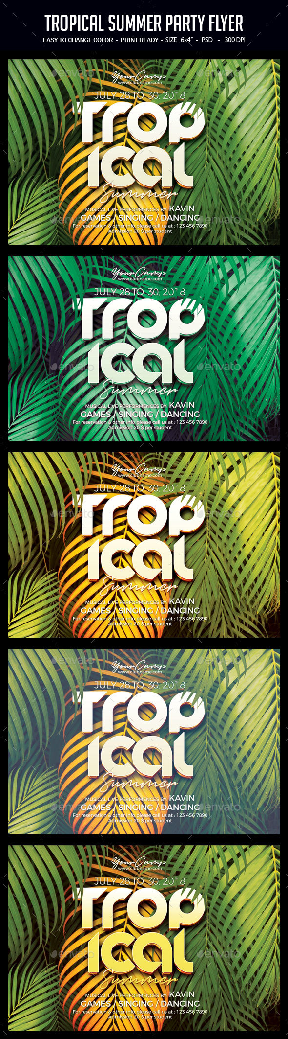 Tropical Summer Party Flyer - Clubs & Parties Events