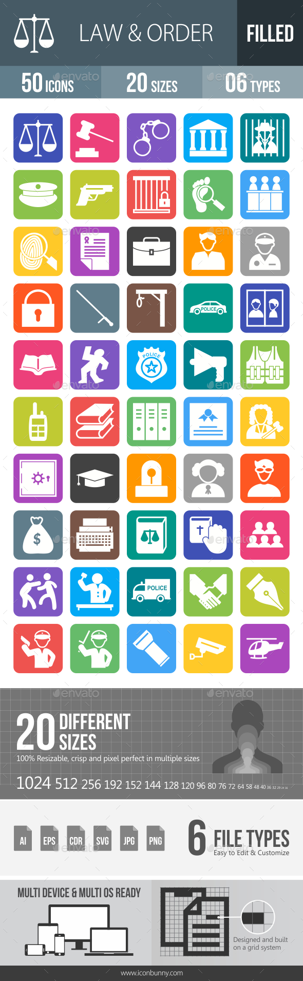 50 Law & Order Filled Round Corner Icons - Icons