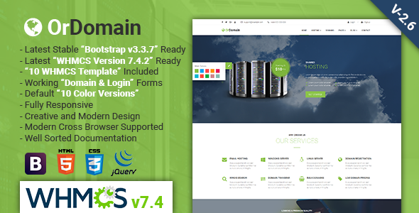 OrDomain | Responsive HTML5 WHMCS Hosting Template - Hosting Technology