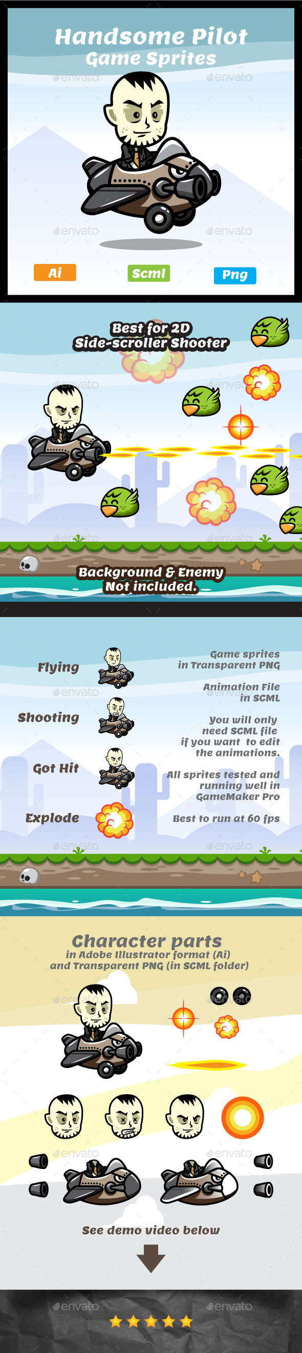 Male Pilot - Aircraft Game Asset Sprites - Sprites Game Assets