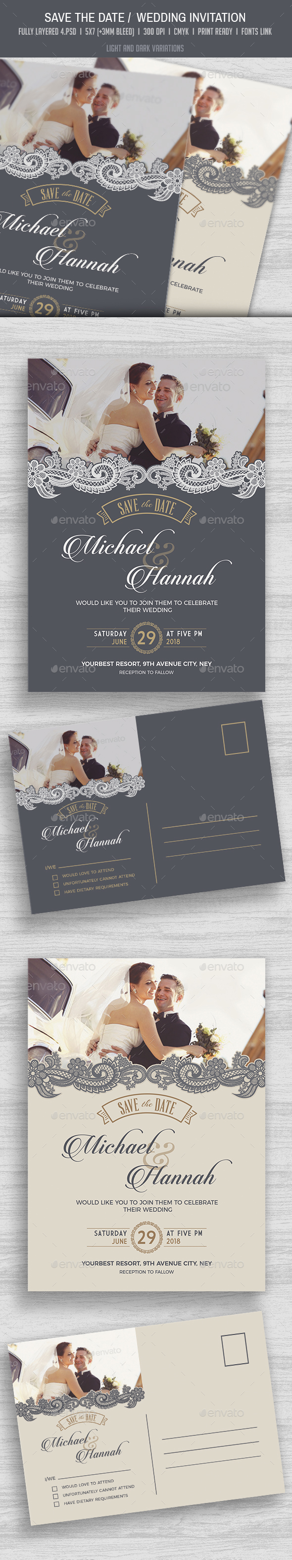 Save the Date / Wedding Invitation & RSVP - Weddings Cards & Invites
