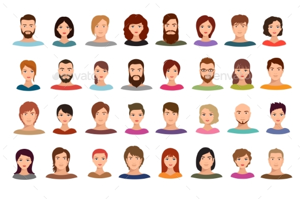 Women and Men Business People Team Vector Avatars - People Characters