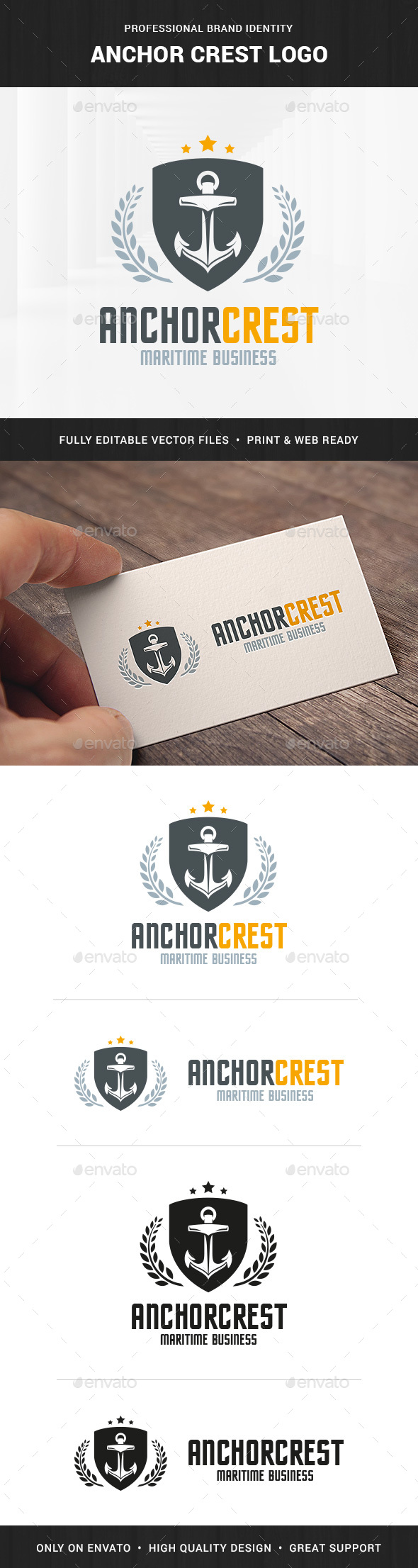 Anchor Crest Logo Template - Crests Logo Templates