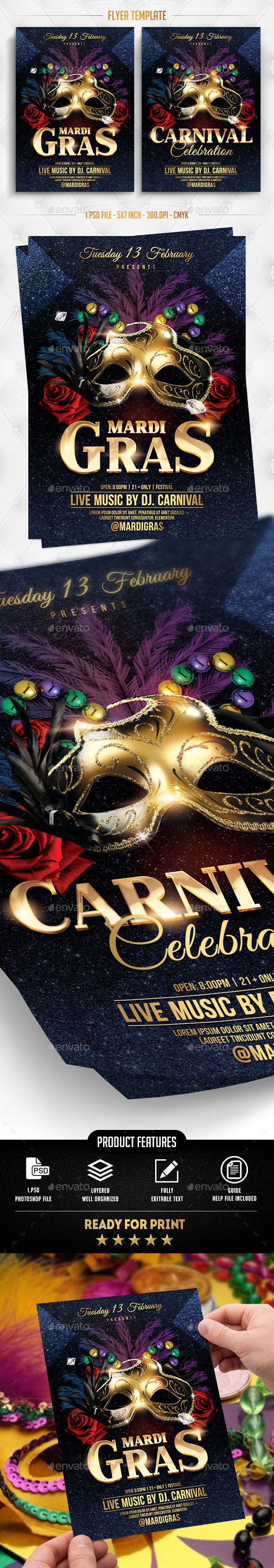Mardi Gras Flyer Template - Events Flyers