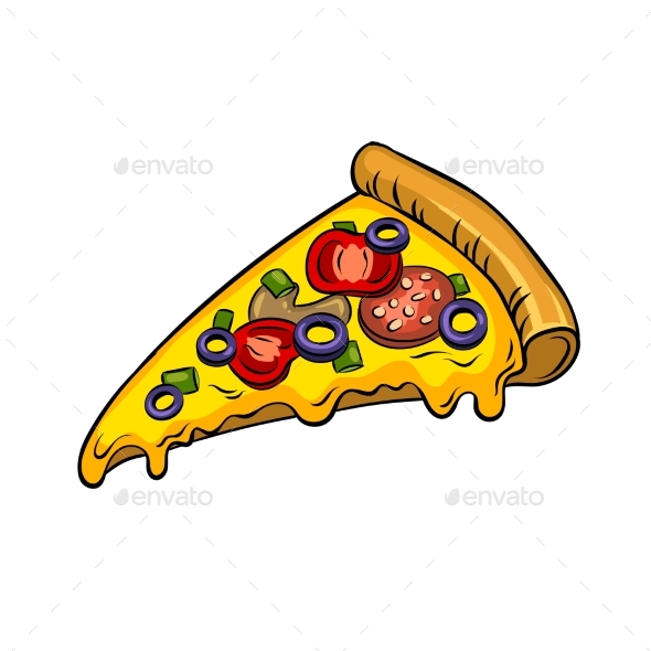 Slice of Pizza Pop Art Vector Illustration
