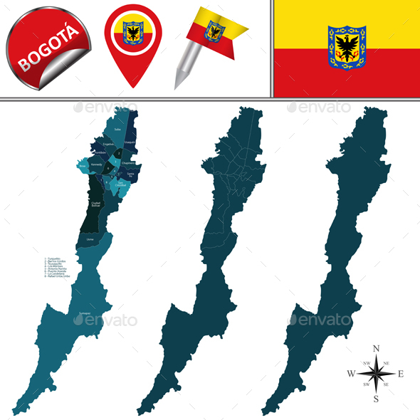 Map of Bogota with Subdivision - Travel Conceptual