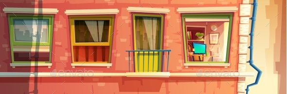 Vector Illustration of House Facade Element - Buildings Objects