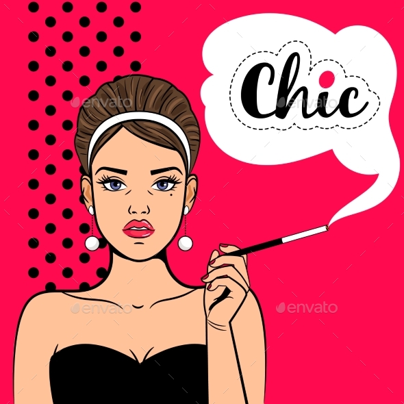 Pop Art Girl with Cigarette - People Characters