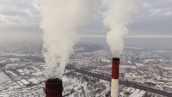 Coal Power Plant Emitting Carbon Dioxide Pollution From Smokestacks