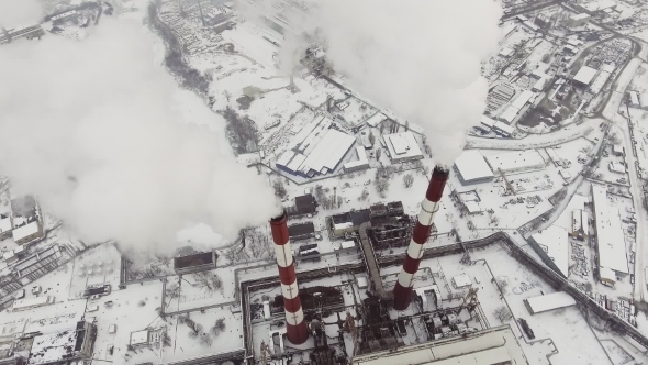 Aerial View of a Smokestacks alt