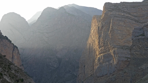 Sunlit Cliffs of Bizarre Shape