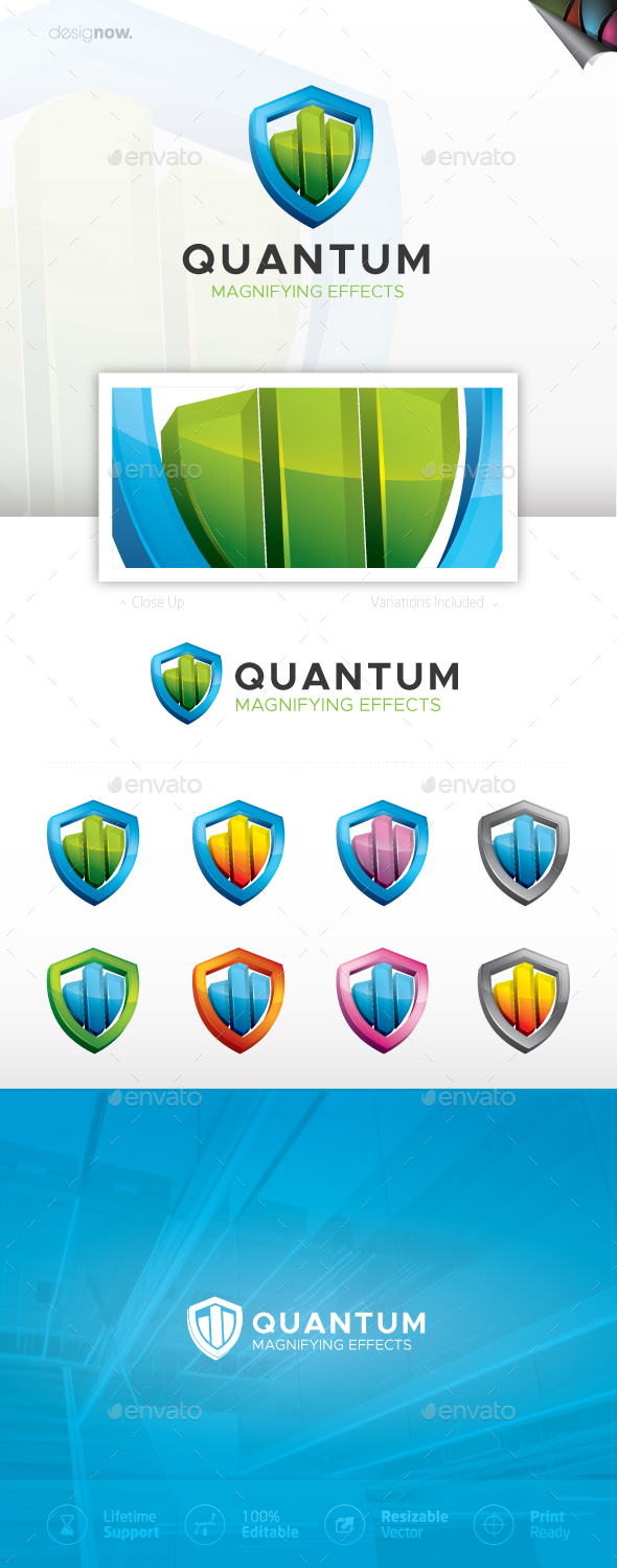 Chart Tower Shield Logo - 3d Abstract