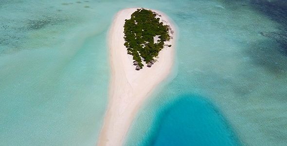 Aerial Vision of Cloud Reflections Moving Over Tiny Tropical Island