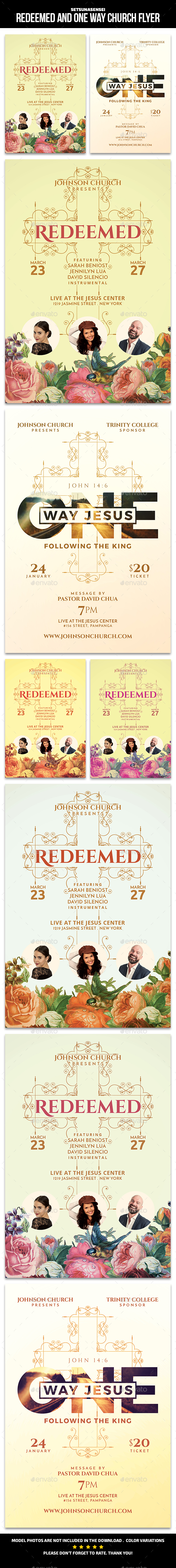 Redeemed and One Way Church Flyer - Church Flyers