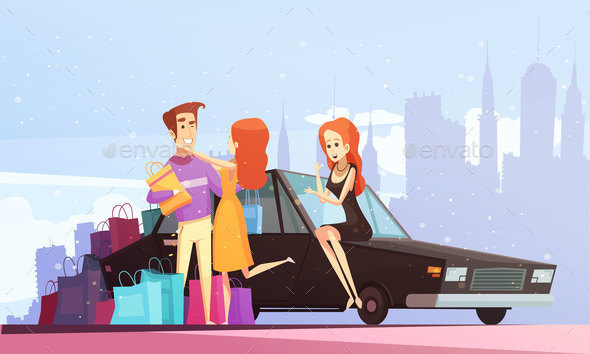 Shopping Cartoon City Background