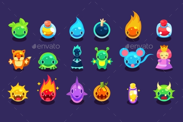 Flat Vector Assets for Mobile Game with Funny - Miscellaneous Vectors