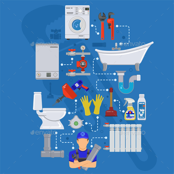 Plumbing Service Infographics - Services Commercial / Shopping