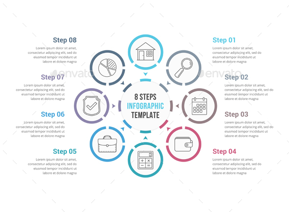 Circle Diagram with Eight Elements - Infographics