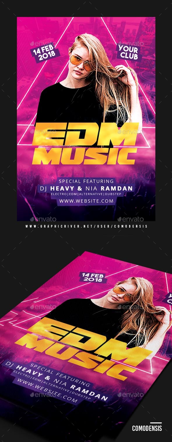EDM Electro House Music Party Flyer - Clubs & Parties Events